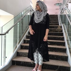 Torrid Plus Size black lace midi dress